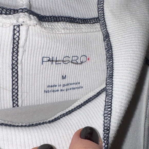 EC Pilcro White tank with navy stitching with Pocket sz M - Picture 3 of 9